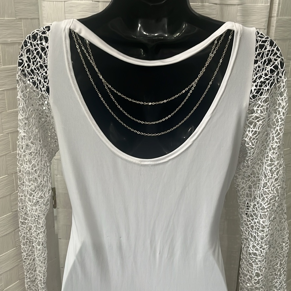 Sexy white gown Sequin Stretchy M - Picture 7 of 9